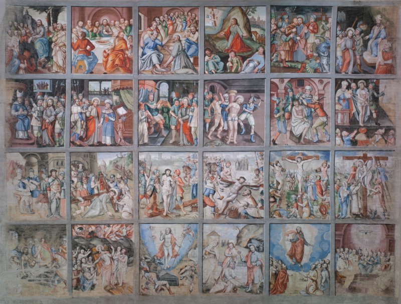 L drap dla pascion da Sacun (fotografà do l lëur de restaur y cunservazion) © foto: Museum Gherdëina L drap dla pascion da Sacun (fotografà do l lëur de restaur y cunservazion) © foto: Museum Gherdëina